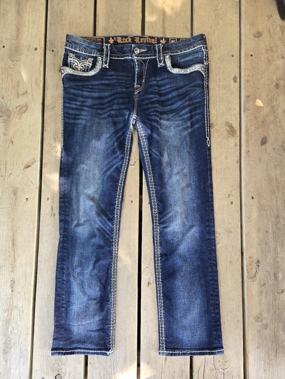 Rock Revival Bling Rhinestone Jeans Size 28 In Great Condition